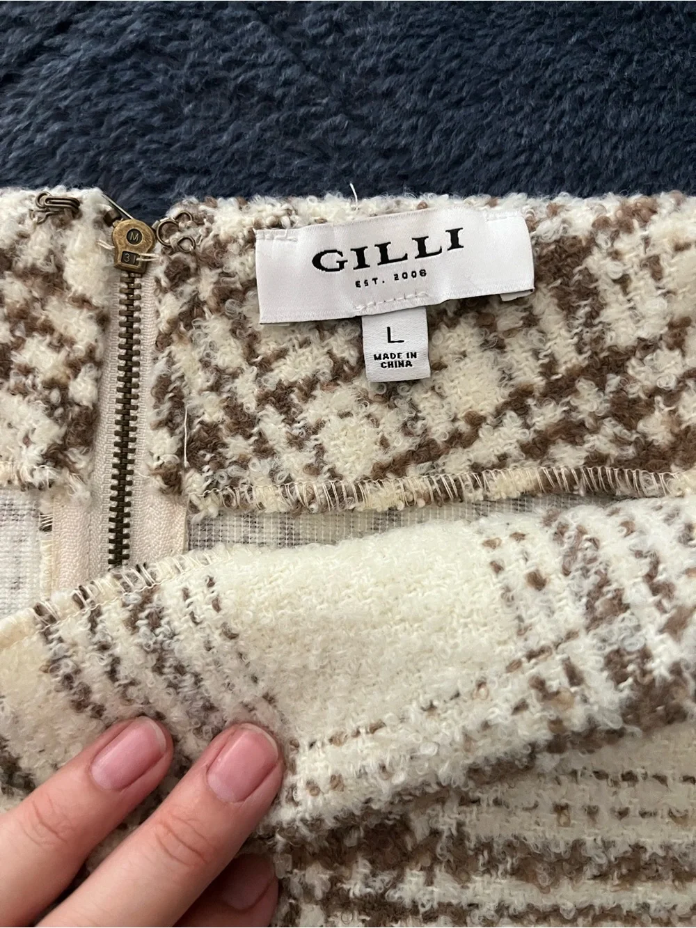 Gilli Cream and Brown Plaid Accent Pillow Cover